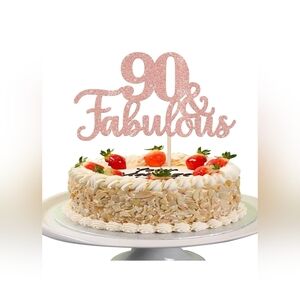 Rose Gold "90 &  Fabulous" Cake Topper